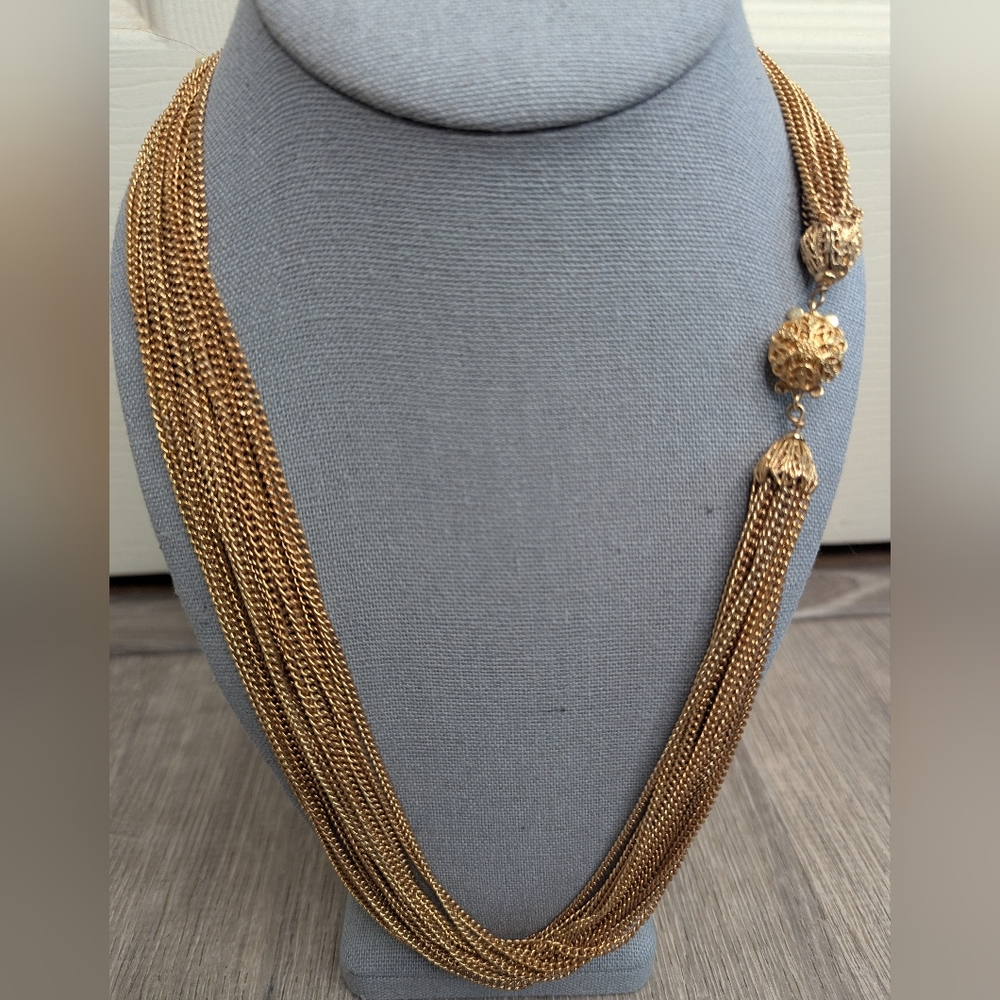 Vintage Napier Multi Strand Gold Necklace 22"